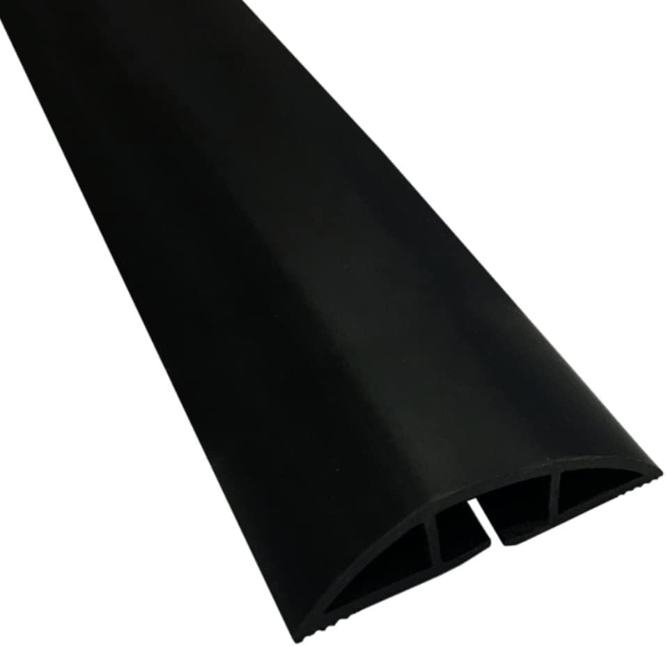 Kable Kontrol Floor Cord Cover kit - 6 Feet Long Black Plastic Cable Protector, Hides Cords and Conceals Wires, for Extension Cord Cable Management, Channel Size 0.75” W x 0.43” H
