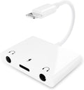 3 in 1 Dual 3.5mm Headphone Jack Adapter - Earphone Jack Audio and Charging Adapter - Headphone Splitter for iPhone 14/13/ 12/11/ X/ 8 - White