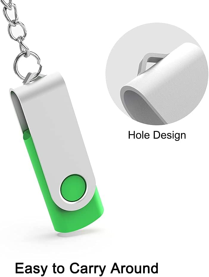 KOOTION 5 X 16GB USB Flash Drive 2.0 Thumb Drive 16 gb Memory Stick Swivel Keychain Design Mixcolor