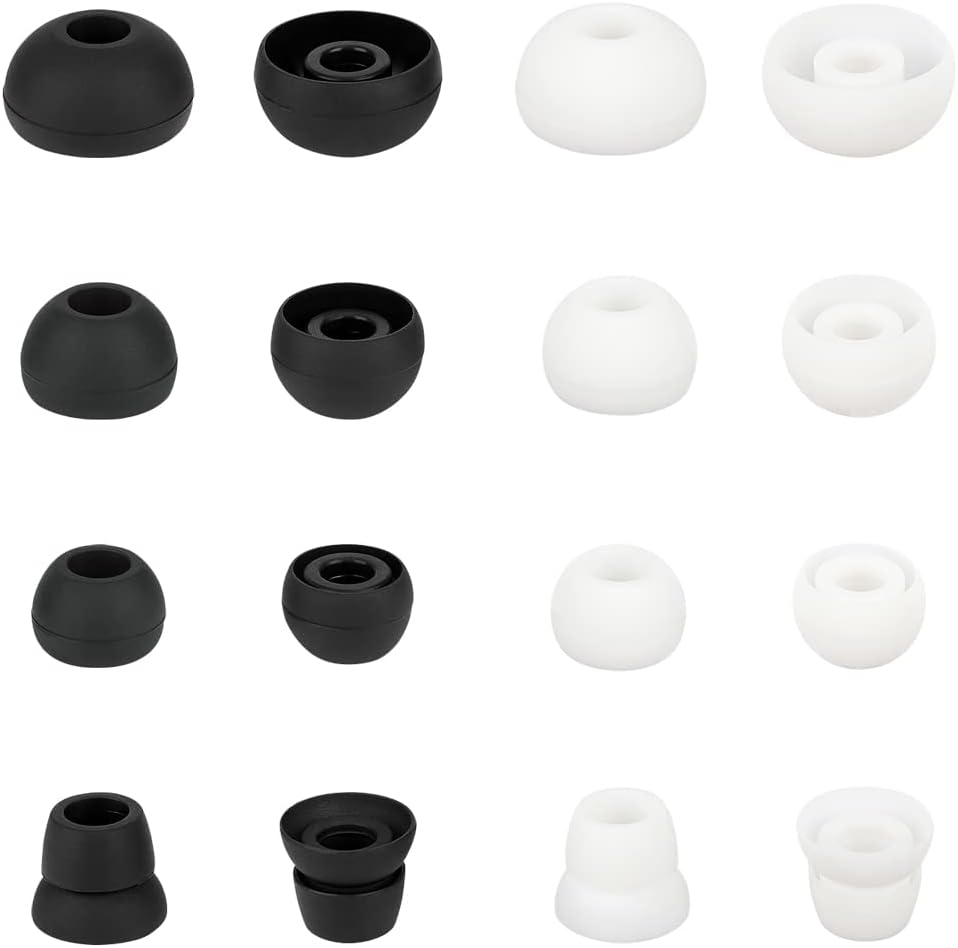 Replacement Earbud Tips Silicone Ear Tips Earbuds Buds Set Compatible with Powerbeats 1/2/3 Wireless Beats by Dre Headphones,8 Pairs Earbud Cap(Black+White)