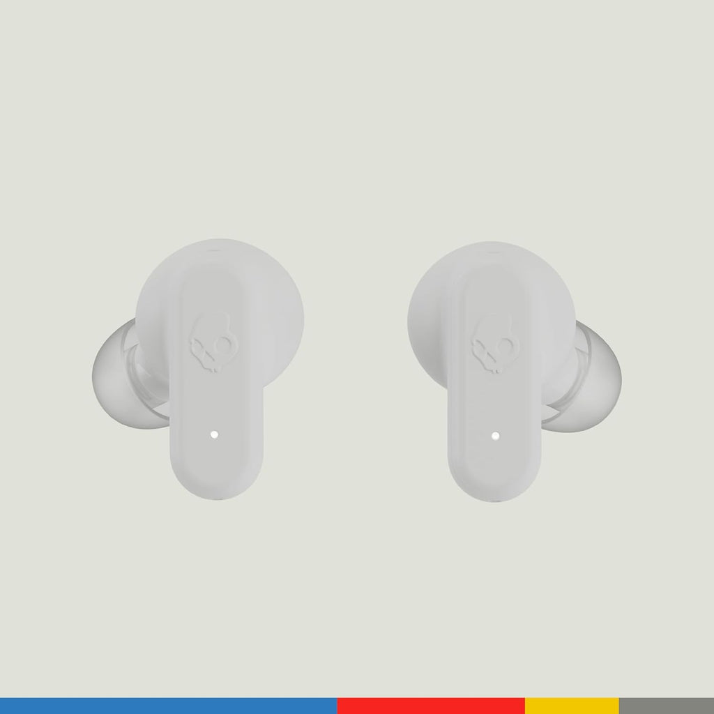 Skullcandy Dime Evo Wireless Earbuds, Bluetooth Headphones, Noise Isolating Fit, Up to 36 Hours Battery, Microphone for iPhone Android, Easy Carry with Clip-Anywhere Case - Bone