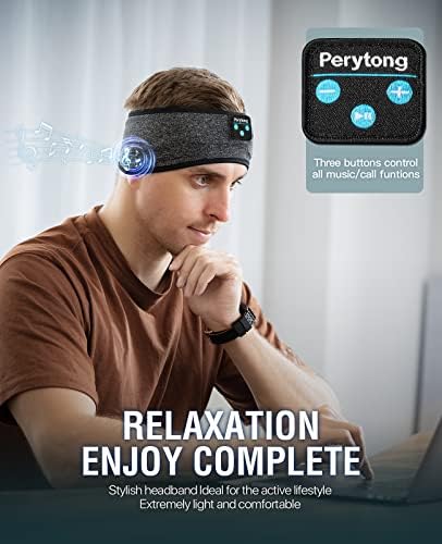 Perytong Wireless Sleep Headphones, Bluetooth Headband, On Ear, Coalblack, Model:PTL01