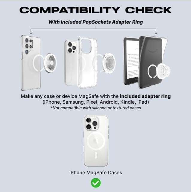 PopSockets Phone Grip for MagSafe with Kickstand, Magnetic Stand, Swappable Top, Secure Hold for iPhone MagSafe Cases, Phone & Tablet Grip - Alum Radial Gold