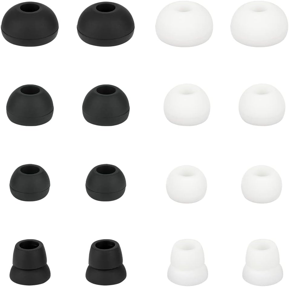 Replacement Earbud Tips Silicone Ear Tips Earbuds Buds Set Compatible with Powerbeats 1/2/3 Wireless Beats by Dre Headphones,8 Pairs Earbud Cap(Black+White)