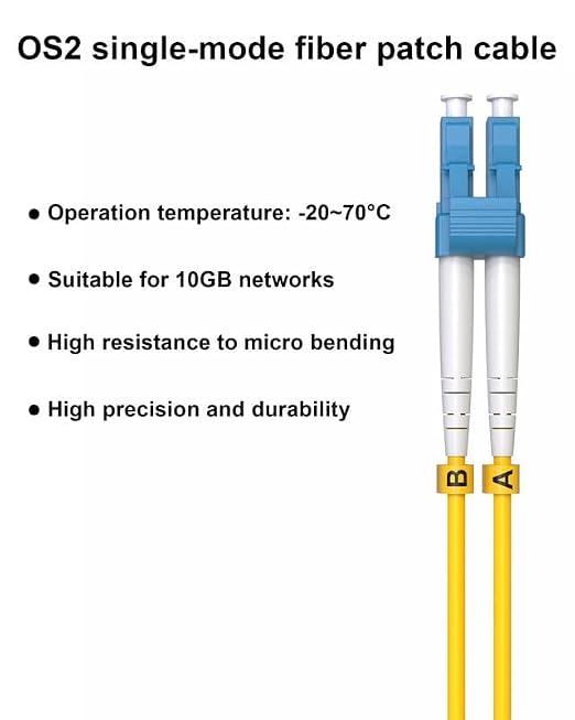 0.5M LC to LC Single Mode Fiber Patch Cable, 5 Pack OS2 9/125µm Duplex SMF - Image 9