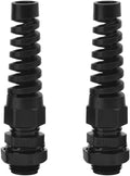 Strain Relief Cord Connector, CGELE 2 Pack NPT 3/8" Waterproof Cable Gland Cord Grip Spiral Adjustable Connector Strain Relief Cord Connectors Joints Nylon with Gaskets