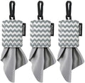 SPUDZ Classic Microfiber Lens Cleaner – Clip-On Pouch, Washable – for Binoculars, Scopes, Glasses, Screens | Gray Chevron, 6 x 6 Inch (3-Pack)