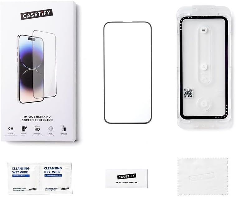 CASETiFY Impact Ultra HD Screen Protector [Strengthened 9H aluminosilicate glass, applicator included] for iPhone 15 Pro Max