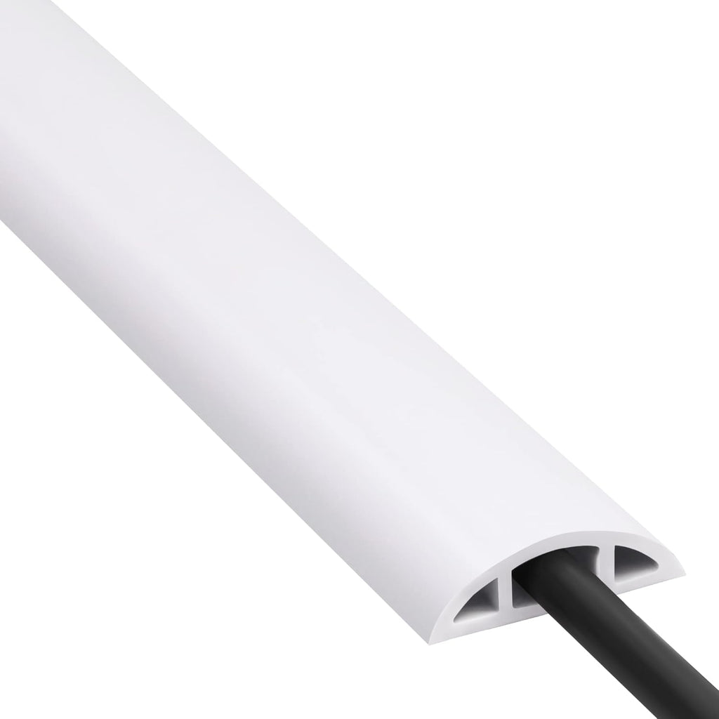 Floor Cord Cover 4ft, Cord Hider Floor White, Floor Cable Management Prevent Cable Trips, Floor Cable Cover Wire Covers for Electric Power Extension Cords, Cord Protector Cord Cavity W0.47 x H0.28
