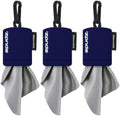 SPUDZ Classic Microfiber Lens Cleaner – Clip-On Pouch, Washable – for Binoculars, Scopes, Glasses, Screens | Navy Blue, 6 x 6 Inch (3-Pack)
