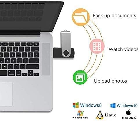 JUANWE 16GB USB Flash Drives 10 Pack, Bulk Thumb Drives USB 2.0 Foldable 360°Swivel USB Storage Flash Drive Memory Sticks, Jump Drive Mutipack Pen Drive Zip Drive Flashdrive for PC/Tablet, Black