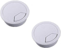 2pcs 2 inch Desk Wire Cord Cable Grommets Hole Cover for Office PC Desk Cable Cord Organizer Plastic Cover Black (White-2Pcs)