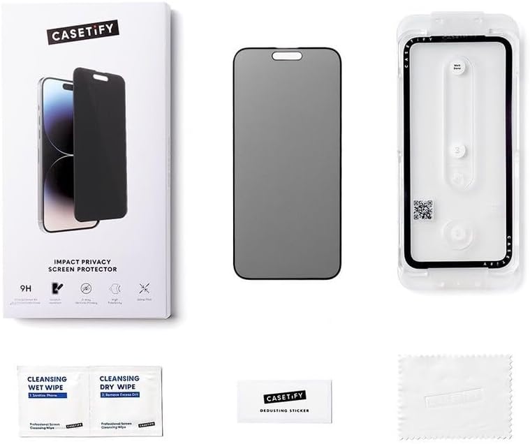 CASETiFY Impact Privacy Screen Protector [Strengthened 9H aluminosilicate glass, applicator included] for iPhone 16 Pro
