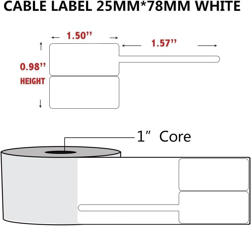 100 Pcs Cable Labels - Waterproof Wire Cord Labels, Tear Resistant Wire Label, Self Adhesive Cord Organizing Label, for Cable Management, Compatible with PUQU AQ20 Label Makers(Yellow) 25x78mm