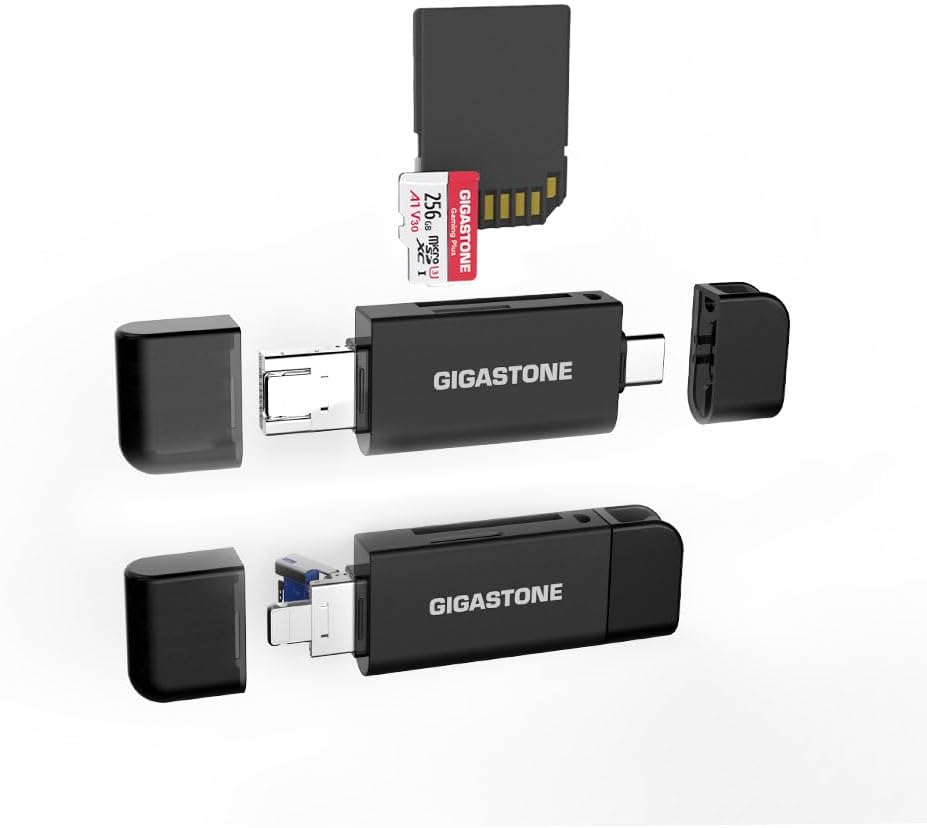 GIGASTONE SD Card Reader 2-Pack, 5-in-1 USB-A/USB-C Card Reader, Dual Slot for SD/Micro SD/SDHC/SDXC, Compatible with Laptop, PC, iPhone16/15, MacBook Pro/Air, iPad Pro, Android
