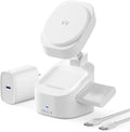 iWALK 3-in-1 Magnetic Wireless Charging Stand, 15W Foldable Charger Station for iPhone 16/15/14/13/12, Apple Watch & AirPods, Adjustable Dock with 20W USB-C Adapter