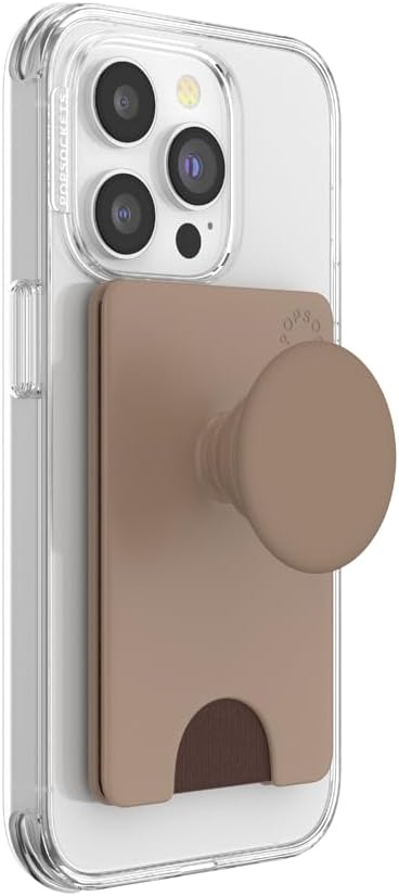 PopSockets Phone Wallet with Expanding Kickstand, Phone Card Holder, Cute PopSockets - Latte