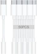 USB-C to 3.5mm Audio Headphone Adapter - HiFi 50 Pack Compatible with Apple iPhone 16 15 Samsung Galaxy S25 S24 S23 S22 S21 Plus Pro Max Ultra Pixel iPad - Type C to Aux Cord Jack Dongle Adapter