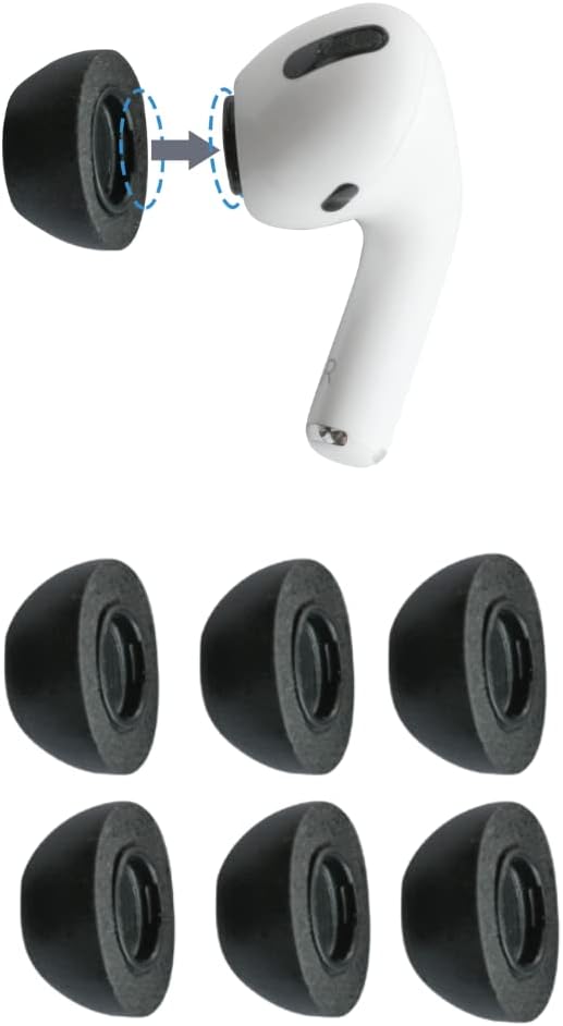 Comply Memory Foam Replacement Earbud Tips for Apple AirPods Pro 1 & 2 | Ultimate Comfort, Secure Fit, Superior Noise Isolation | Anti Slip, Prevent From Falling Out | Black, Large (3 Pairs)