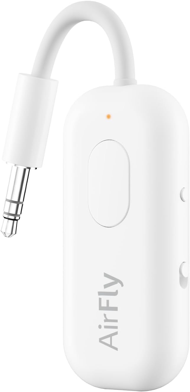Twelve South AirFly Pro | Bluetooth Wireless Transmitter/Receiver Adapter for 2 Headphones, Audio Sharing, Compatible with 3.5mm aux Jack for Airplanes, TV, Gym, Stereo, and Travel, 25+ Hr Battery