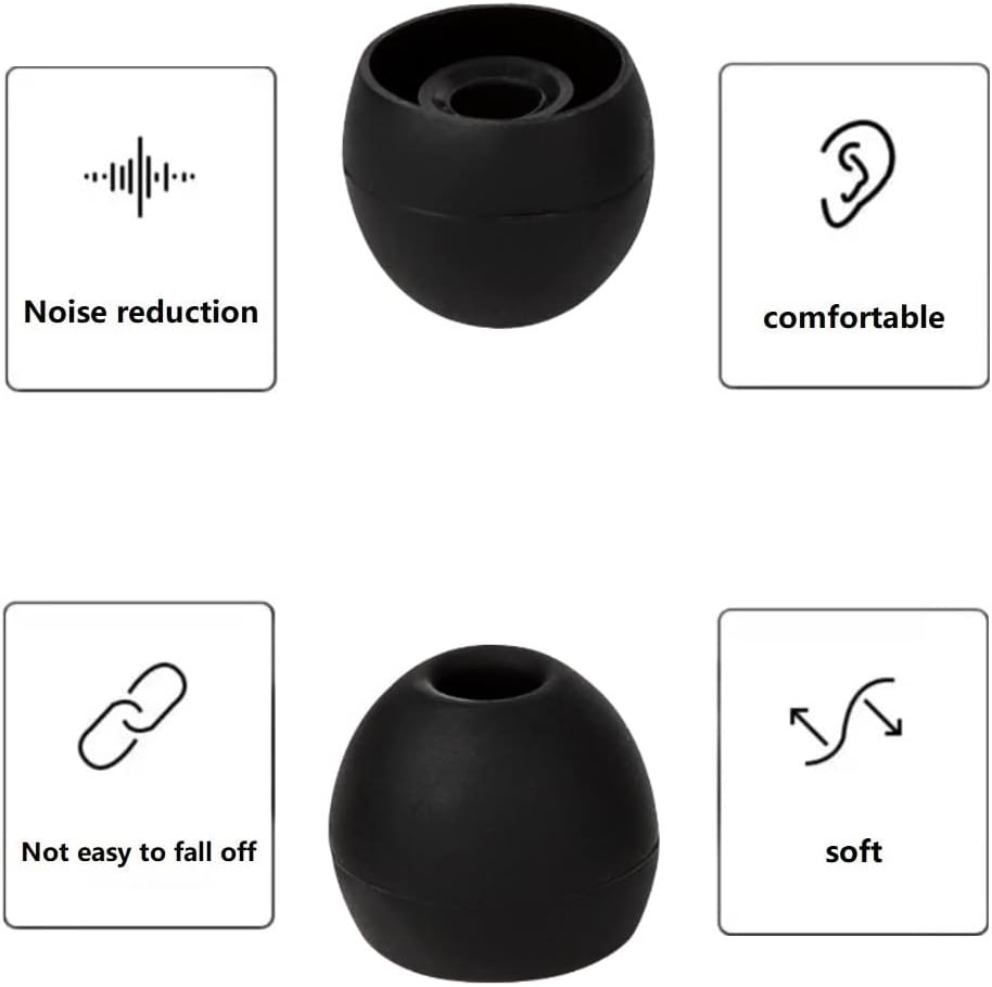Silicone Earbud Replacement Tips Earbud Tips Ear Bud Covers for Fit Most in-Ear Earbuds(Inner Hole 3.8mm -5.5mm) Headphone Rubber Tips Eartips 18 Pairs S M L