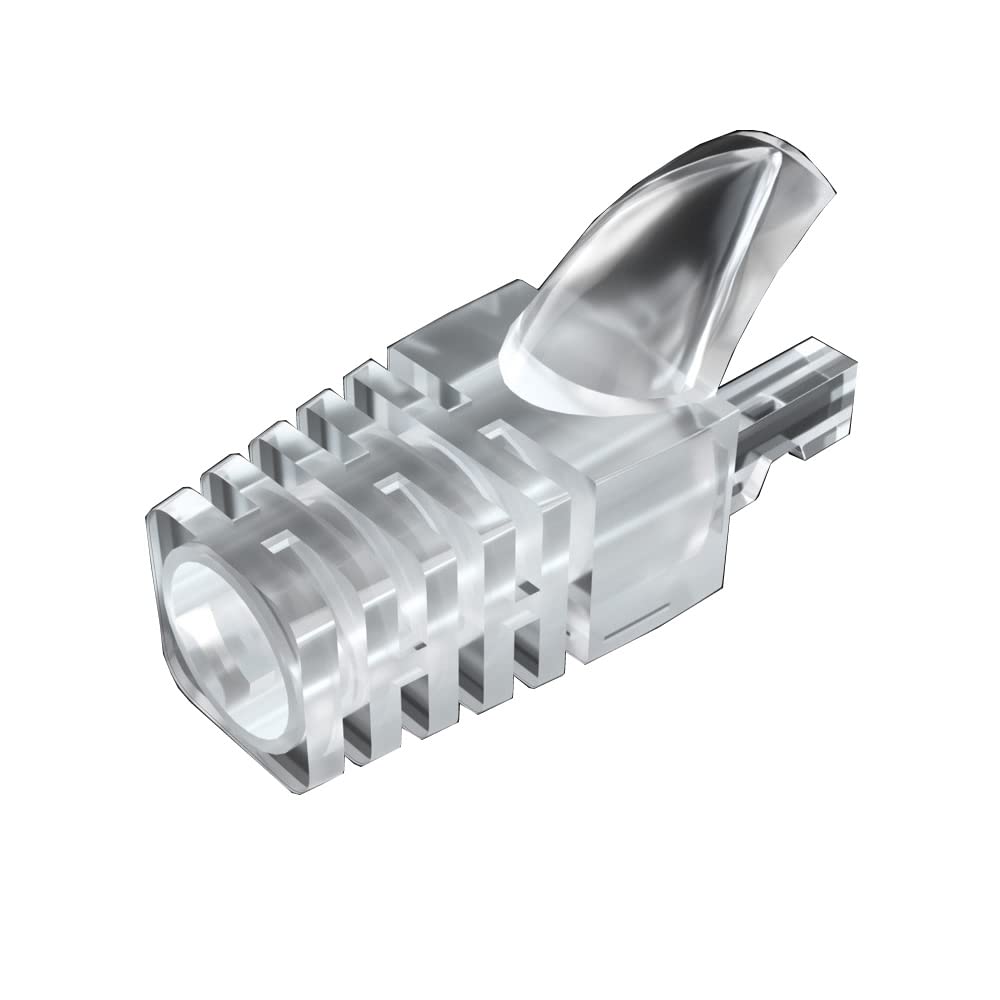50 Pcs Cat5 Cat5E Cat6 Strain Relief Boot, RJ45 Plug Connector Cover Modular Network Plug Connector Cap Cable Connector Boots, Transparent