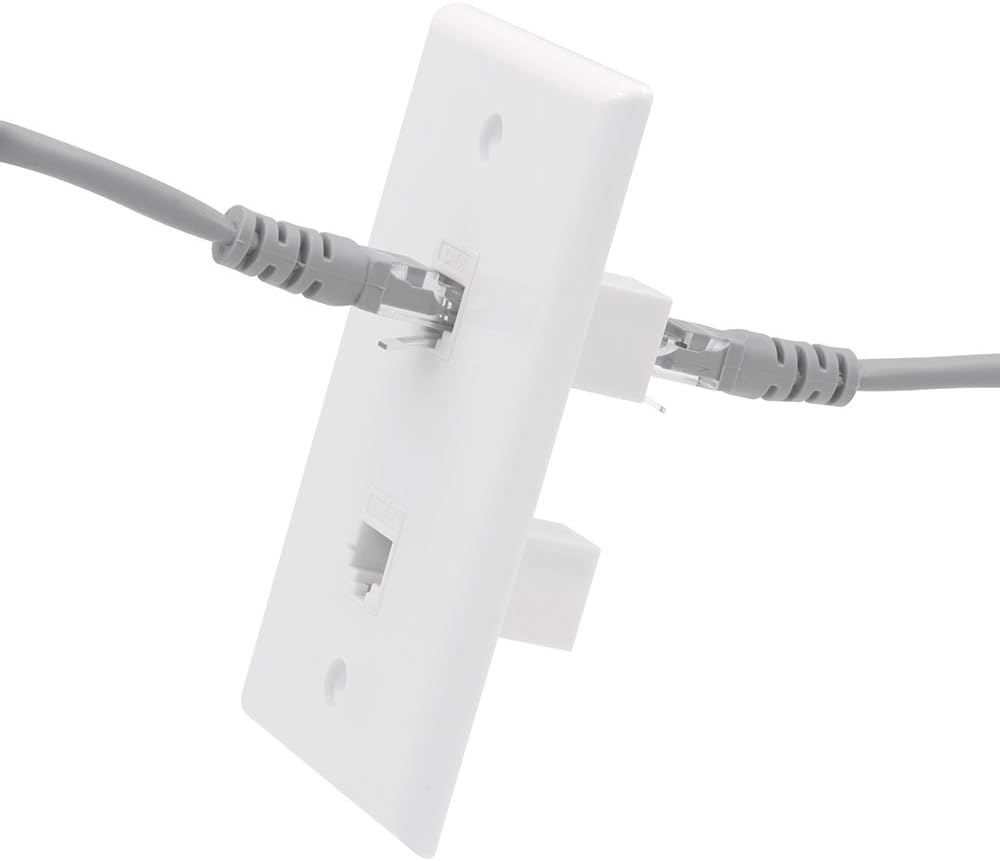 VCE 2-Port Ethernet Wall Plate (UL-Listed), CAT6 Wall Plate and Jack, RJ45 Keystone Wall Outlet with Single Gang Low Voltage Mounting Bracket, White 2-Pack