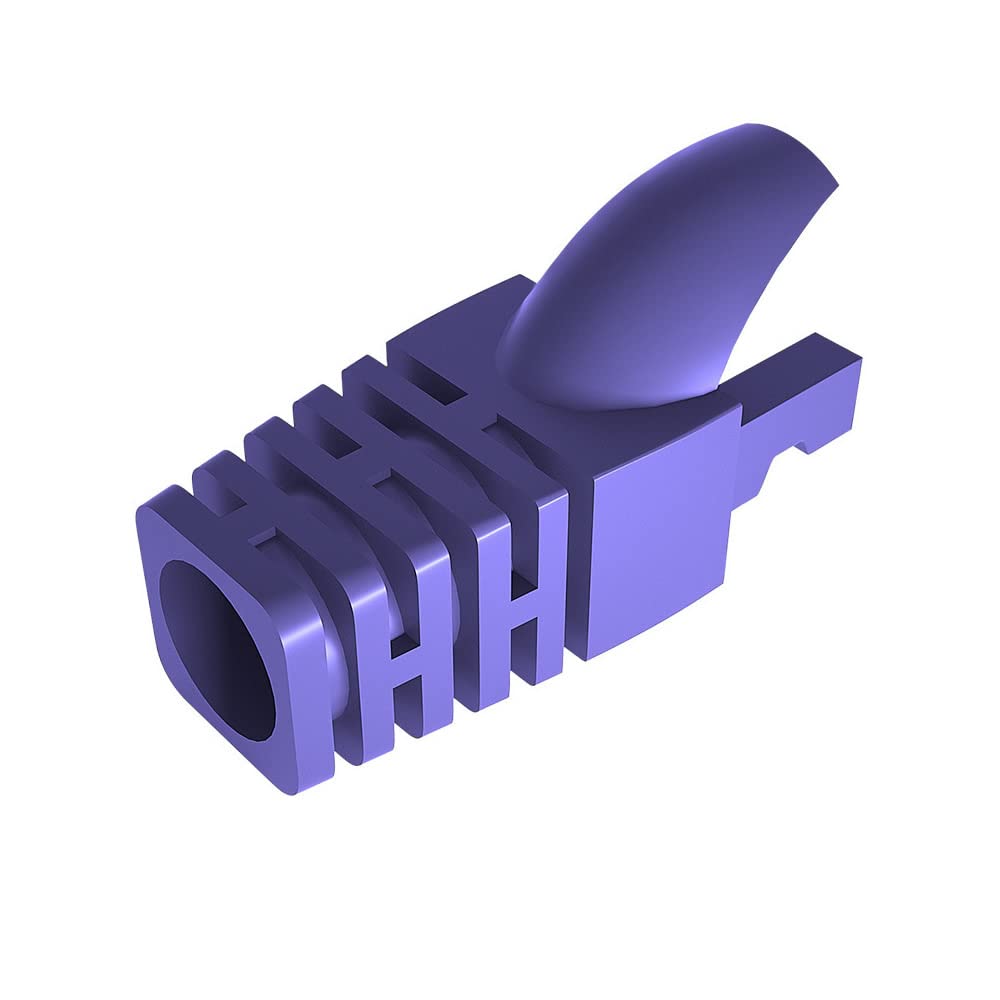 50 Pcs Cat5 Cat5E Cat6 Strain Relief Boot, RJ45 Plug Connector Cover Modular Network Plug Connector Cap Cable Connector Boots, Purple