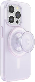 PopSockets iPhone 15 Pro Case with Round Phone Grip Compatible with MagSafe, Phone Case for iPhone 15 Pro, Wireless Charging Compatible - White Opalescent