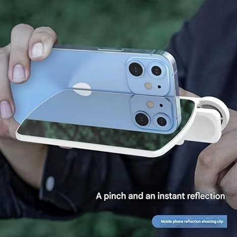 Mirror Effect Lens - Capture Stunning Reflections Instantly, Mirror for Phone to Use Back Camera, Reflection Mirrors for iPhone with Adjustable Hd Glass (White)