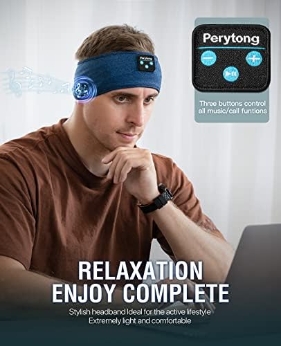 Perytong Sleep Headphones, Headband Headphones 10Hrs Bluetooth Headband with Soft Cozy Earbuds Comfortable Sleeping Headphones for Side Sleepers, Sleep & Lounge Gift Idea for Women Men