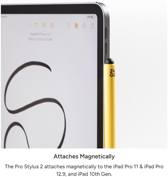 ZAGG Pro Stylus 2 with Active & Capacitive Tips, Palm Rejection, Tilt Recognition, Bluetooth Pairing, Compatible w/iPad Pro 11/12.9 (3,4, & 5 Gen)/Air 10.9/iPad 10.2/9.7/Mini 5/ iPad Air (M2) - Blue