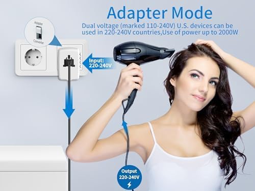 International Travel Adapter Voltage Converter Combo for 100V-240V with 2 USB Ports, USA to UK Europe Australia 200+ Countries Power Converter