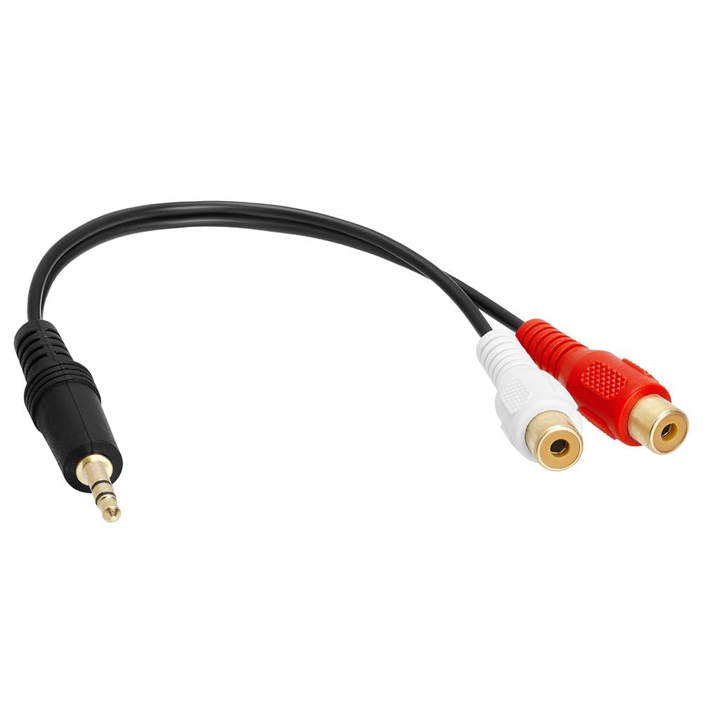 Cmple - [5 Pack 3.5mm Mini Plug to 2 RCA Jack Gold Plated Y Adapter, 3.5mm Male to 2 RCA Female Jack Stereo Audio Cable