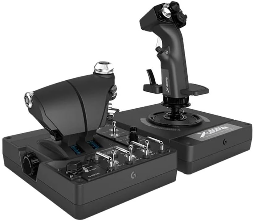 Logitech G X56 H.O.T.A.S Throttle and Joystick Flight Simulator Game Controller, 4 Spring Options, +189 Programmable Controls, RGB Lighting, 2x USB, PC - Black