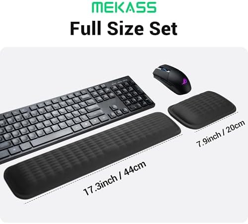MEKASS Ergonomic Wrist Rest for Keyboard and Mouse, Soft Memory Foam Keyboard Wrist Rest Set with Non-Slip Silicone Base, Easy Typing, Pain Relief, Comfort for Office, Work, Gaming (Green)