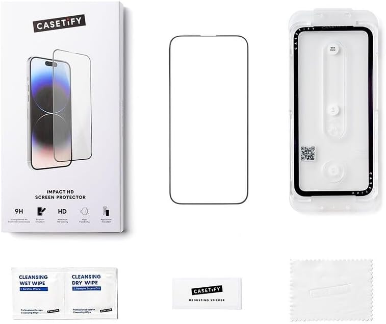 CASETiFY Impact HD Screen Protector [Strengthened 9H aluminosilicate glass, applicator included] for iPhone 16