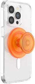 PopSockets Phone Grip for MagSafe with Kickstand, Magnetic Stand, Swappable Top, Secure Hold for iPhone MagSafe Cases, Phone & Tablet Grip - Orange Zest