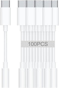 USB-C to 3.5mm Audio Headphone Adapter - HiFi 100 Pack Compatible with Apple iPhone 16 15 Samsung Galaxy S25 S24 S23 S22 S21 Plus Pro Max Ultra Pixel iPad - Type C to Aux Cord Jack Dongle Adapter