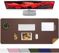 Leather Desk pad Protector, Large Desk mat with Natural Cork & PU Leather,Mouse pad,Non-Slip Office Desk Mat,Waterproof Desk Writing Pad for Office and Home (Coffee 31.5in*17in)