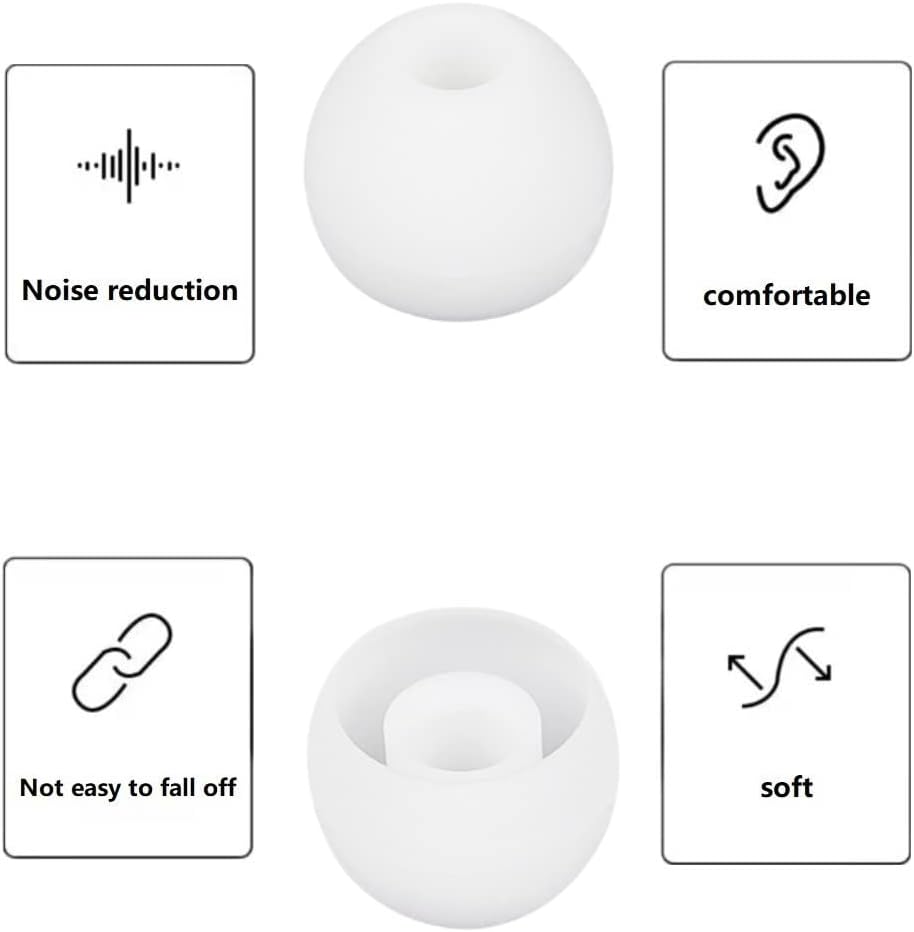 36 Pieces Small Earbud Tips Soft and Comfortable Silicone Earbud Tips Ear Bud Replacement Pieces Silicone Fit Most in-Ear Headphones，Inner Hole 3.8mm -5.5mm，Small White Replacement Eartips
