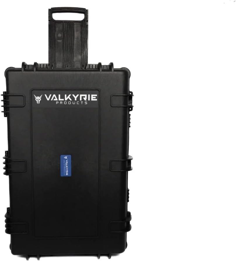 Valkyrie V133 Waterproof Rolling Hard Case with Foam - Camping Storage Box for Cameras, Drones, Accessories - Waterproof Tool Box with Lock Hardware, Large Hard Case (Black, 33.5 x 22.2 x 16.9)