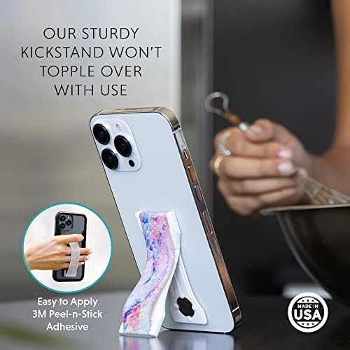 LOVEHANDLE PRO Premium Phone Grip - Silicone Phone Strap - Magnetic Phone Mount and Kickstand for Smartphone and Tablet - Magic Marble
