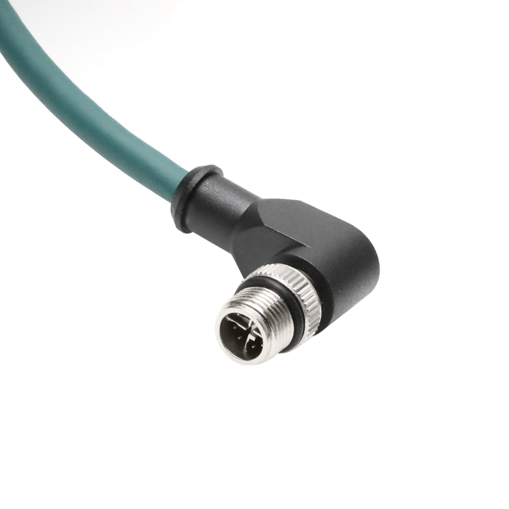Alvin's Cables M12 X-Code 8 Pin Male to RJ45 Ethernet Cable for Cognex Keyence Camera, High-Flex Cat6a Cable for Industrial Automation, Fieldbus Module, Robotics, Right Angle 32.8ft/10m Green