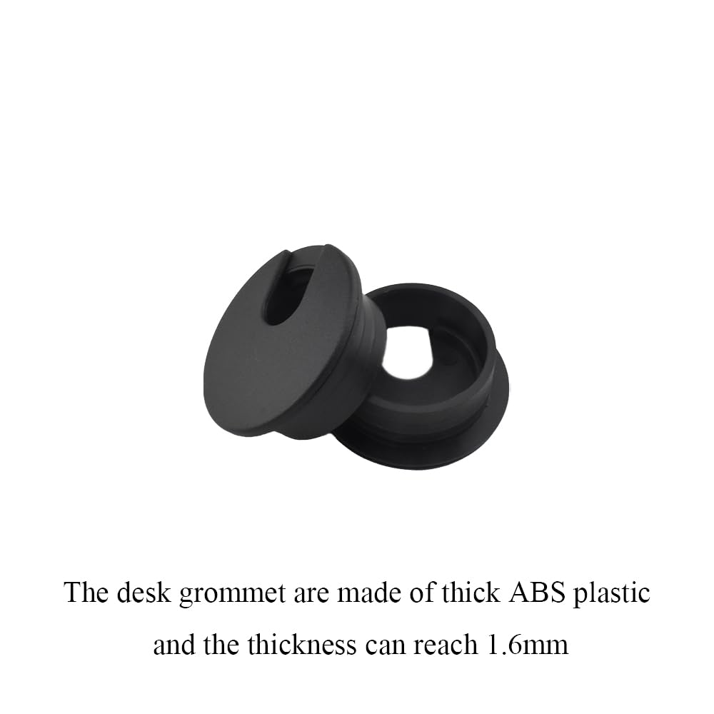 HAHIYO 2Pcs 1.38Inch/35mm Black ABS Plastic U-Shaped Desk Grommet Wire Grommet Cable Management Cord Hole Cover Desk Wire Hole Insert Wire Organizer for Computer Office Home School Equipment Systems