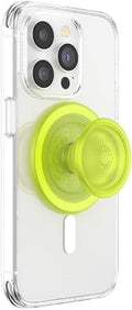 PopSockets Phone Grip for MagSafe with Kickstand, Magnetic Stand, Swappable Top, Secure Hold for iPhone MagSafe Cases, Phone & Tablet Grip - Chartreuly Translucent Glow in The Dark