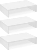 TEAMIX Monitor Stand Riser-3 Packs,Wood 3 Tiers Adjustable Monitor Stand Dual Monitor Riser for 2 Monitors/Laptop/PC Computer Stand for Desk (White, 3 PCS)
