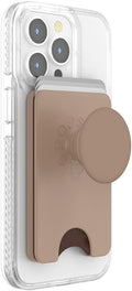 PopSockets Phone Wallet with Expanding Grip and Adapter Ring for MagSafe, Phone Card Holder, Wireless Charging Compatible, Wallet Compatible with MagSafe, Cute PopSockets - Latte