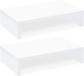TEAMIX White Monitor Stand Riser - 2 Pack, Wood 2 Tier Adjustable Dual Monitor Riser for Laptop/PC Computer Stand for Desk