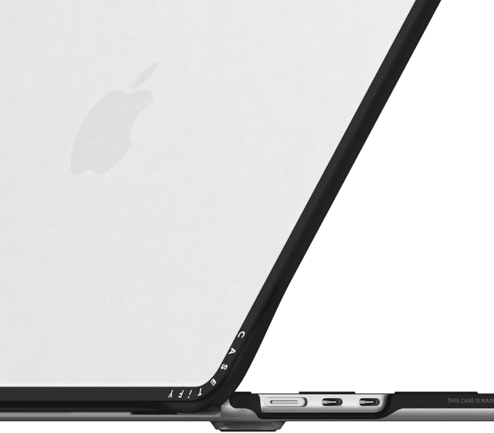 CASETiFY Impact MacBook Air 13.6" (M2-M4) Case [Cushioned Impact Corners/Scratch-Resistant/Anti-Slip Grip] - Work Hard Black - Clear Black